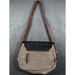 Fossil Harper Leather Large Flap Crossbody Bag—Brown / Saddle New Condition